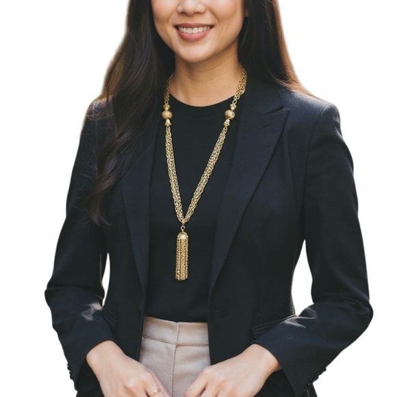 Vintage Gold Tassel Chain Necklace 22 inches - Picture 1 of 8